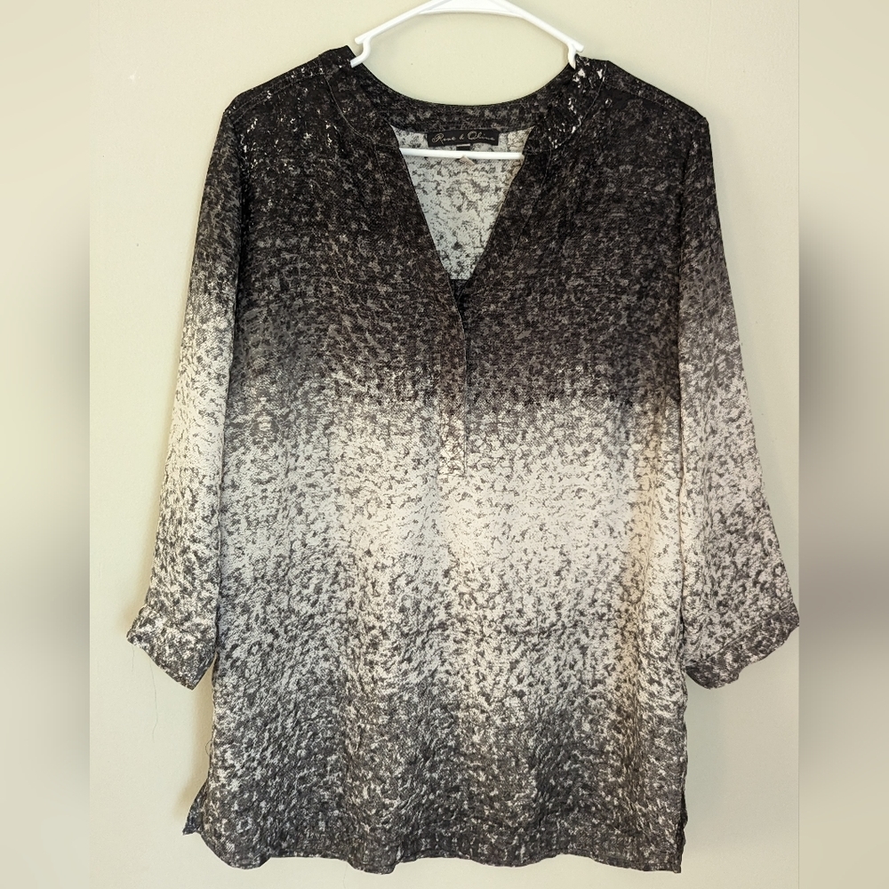 BLACK and White Long Sleeve Blouse Medium